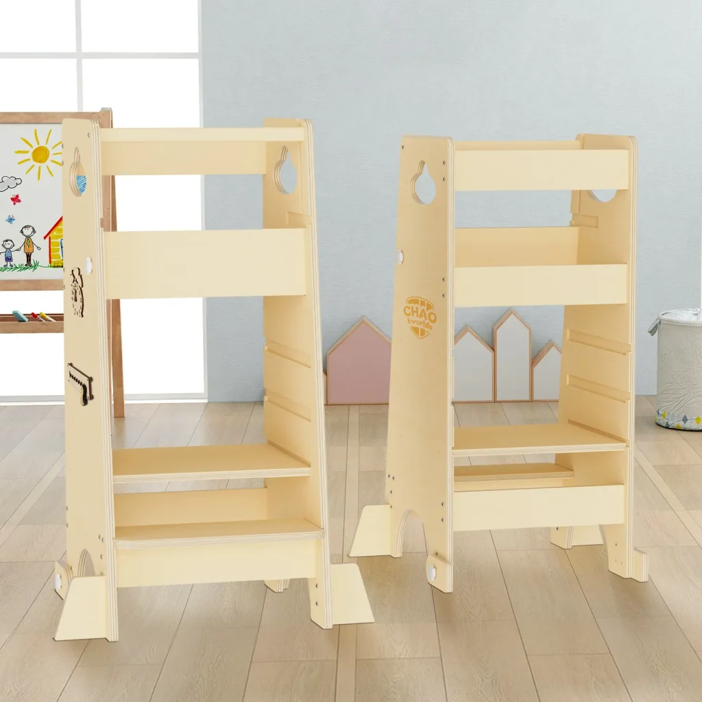 Torre de Aprendizaje Montessori Madera Natural para Niños